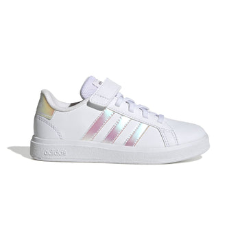 Sneakers bianche da bambina con strisce iridescenti adidas Grand Court 2.0 EL K, Brand, SKU s344000193, Immagine 0